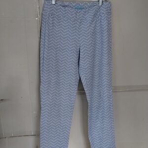 J. McLaughlin Geometric Blue and White Pants SZ Med Comfy Cozy Chic